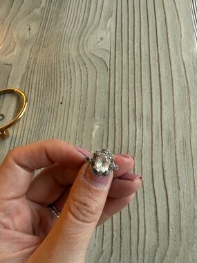 Sterling Silver Clear Stone Floral Ring - Women's Jewelry